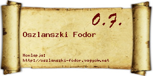 Oszlanszki Fodor névjegykártya